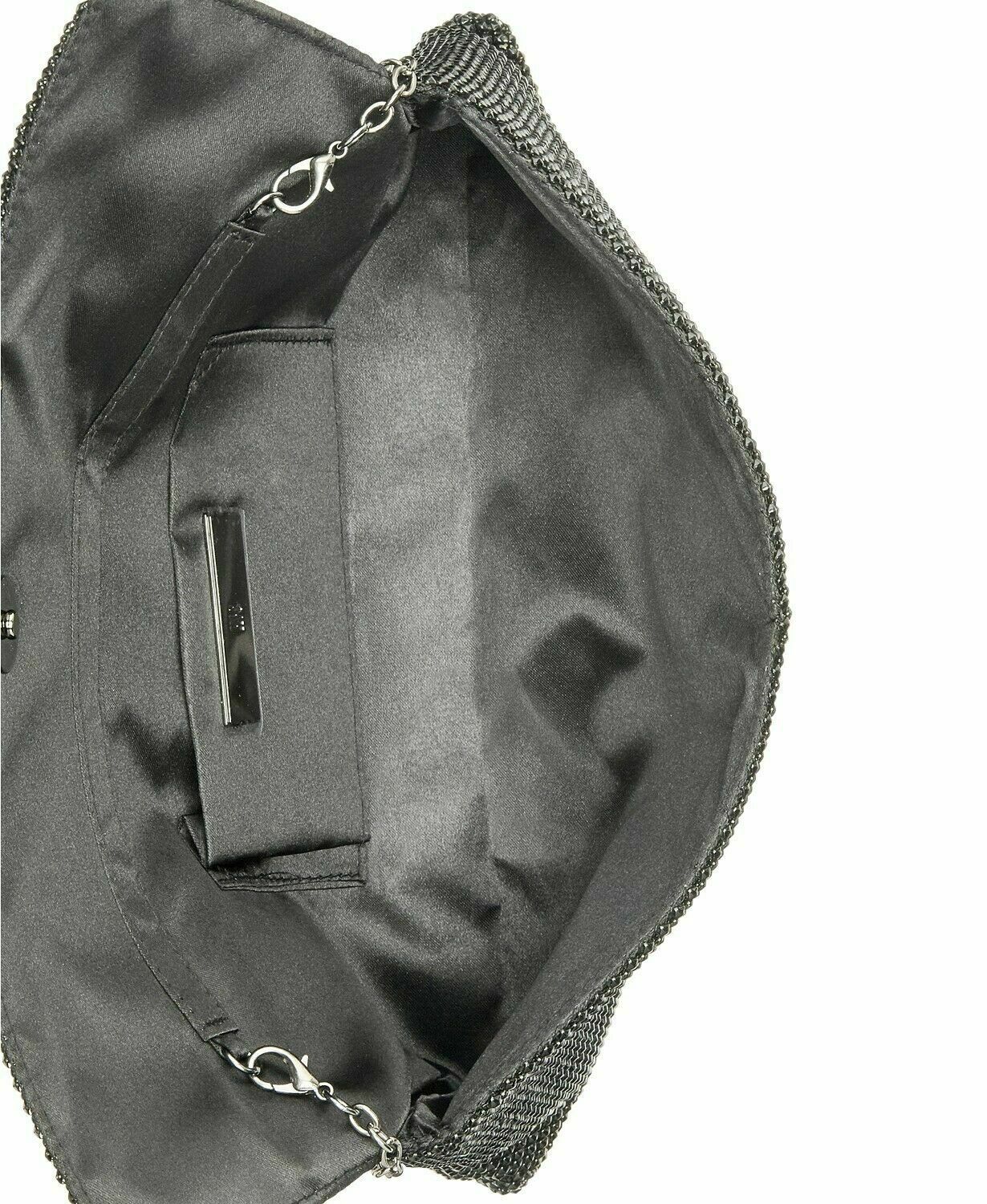 INC International Concepts Women??s Hether Shiny Mesh Clutch Handbag Silver