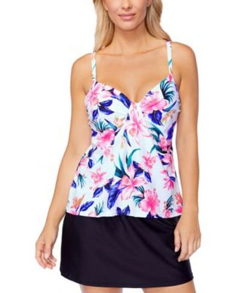 Island Escape Women's Scorpio Underwire Tankini Top Swimsuit White Size 8