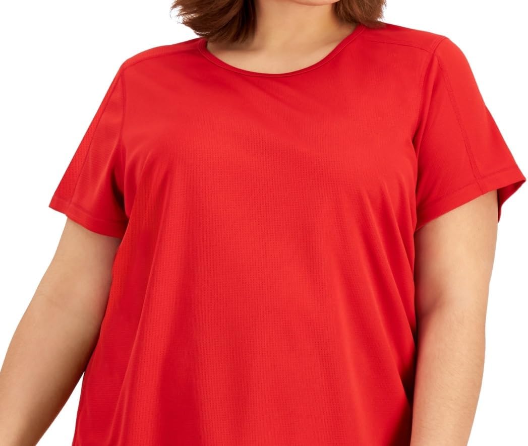 ID Ideology Women's Birdseye Mesh T-Shirt Red Size 3X Plus