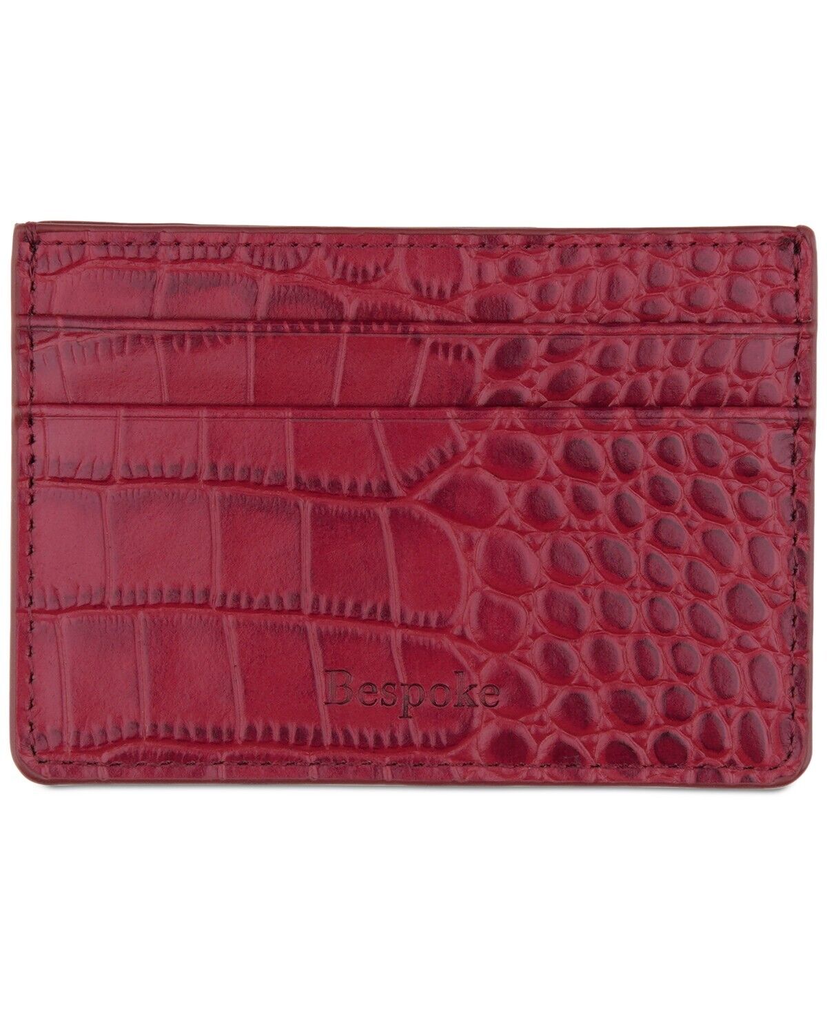 Bespoke Men's Straight Edge Gator Embossed Leather Card Case Red