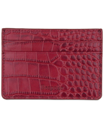 Bespoke Men's Straight Edge Gator Embossed Leather Card Case Red