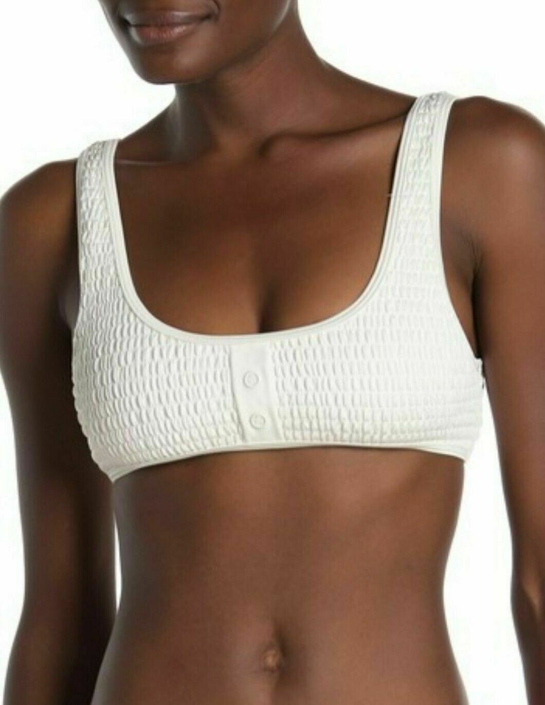 KENDALL + KYLIE White Henley Scrunch Bikini Top White Size M MSRP $120
