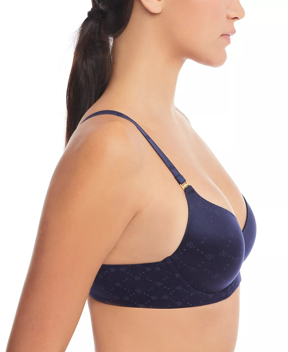 Ralph Lauren NAVY Comfort Collection Repeat-Logo T-shirt Bra, US 34D MSRP $58