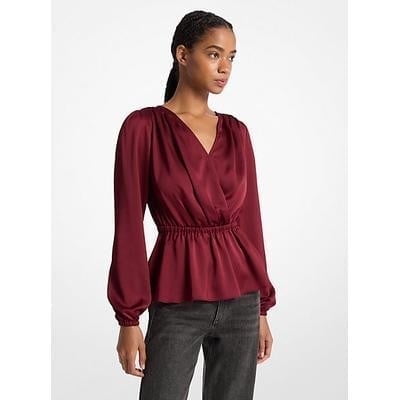 Michael Kors Women's Dressy V-Neck Blouse, Size L Brick Red