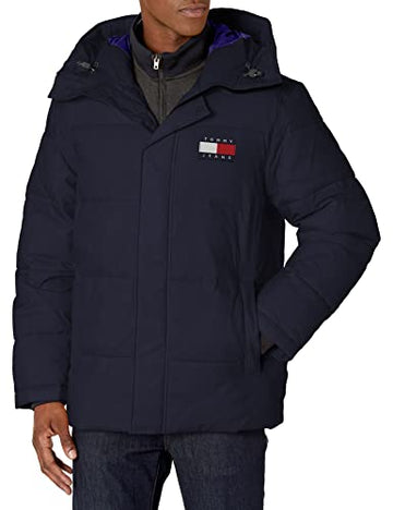 Tommy Hilfiger mens Tommy Jeans Badge Puffer Jacket, Sky Captain, Large