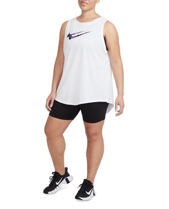 Nike Women's Dri-FIT Plus Swoosh Stars Training Tank Top White Size 2X MSRP $30