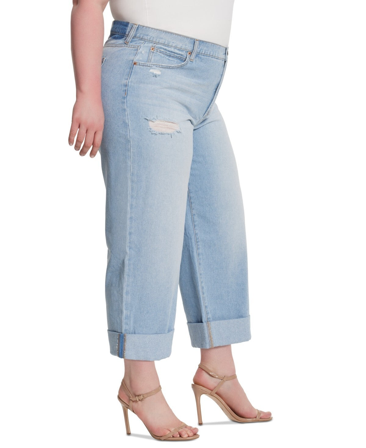 Jessica Simpson Trendy Wide-Leg Boyfriend Jeans BLUE Plus Size 18W MSRP $70
