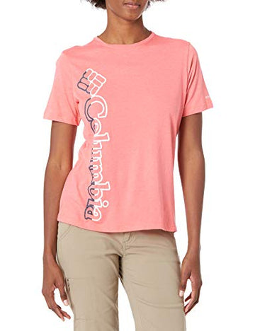 Columbia Women's Bluebird Day Relaxed Crew Neck, Salmon Heather, Plus 1X