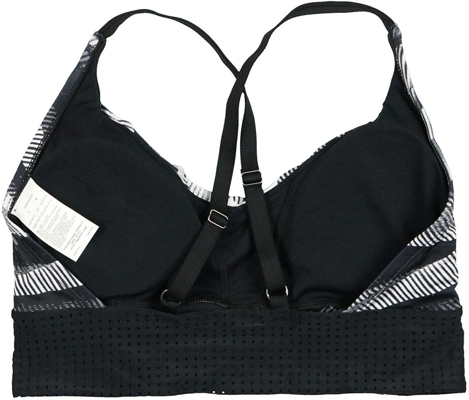 Nike Women's Line Up Printed Cross Back Long Line Bikini Top Size XS Black White