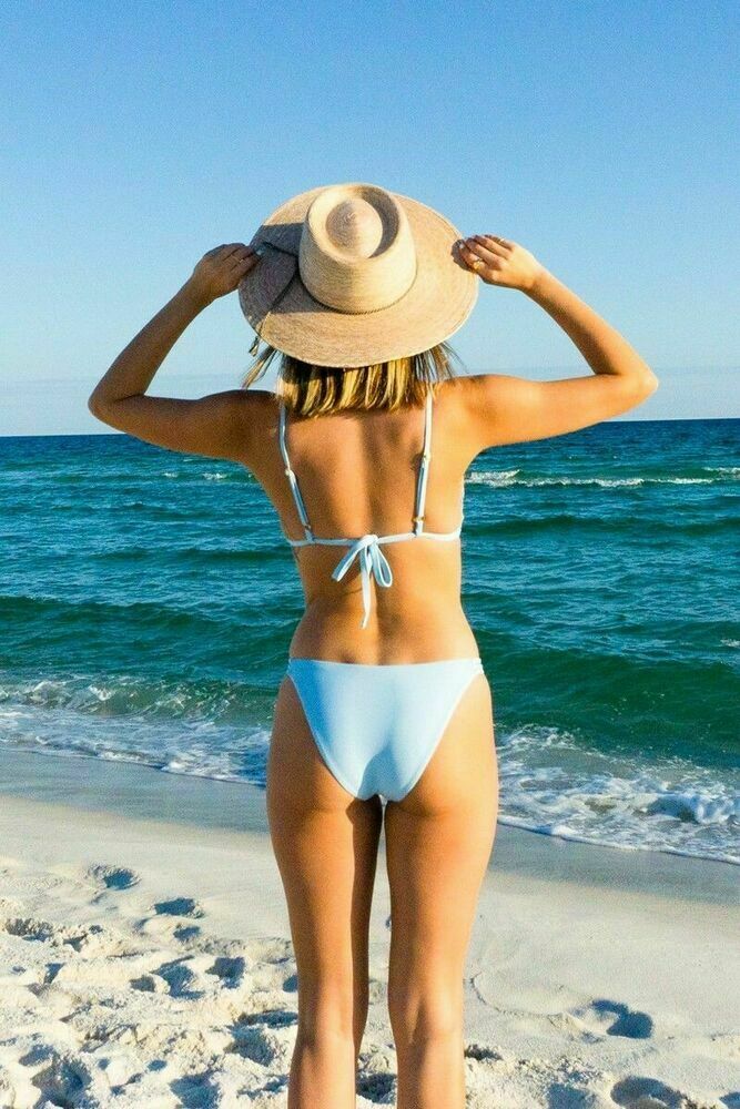 L Space Claude Classic Bikini Bottom Womens Blue Size M MSRP $110