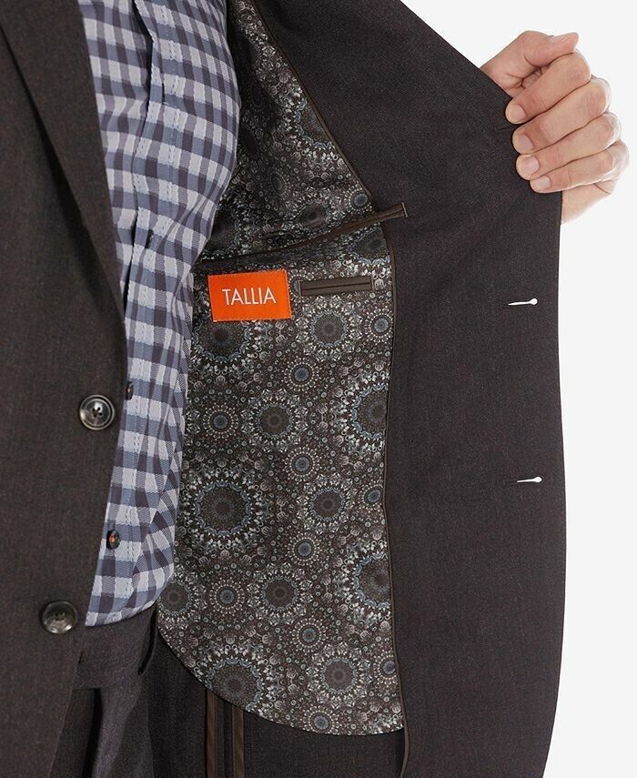 Tallia Mens SlimFit Solid Brown Suit Separate Jacket Brown Size 42 REG MSRP $425