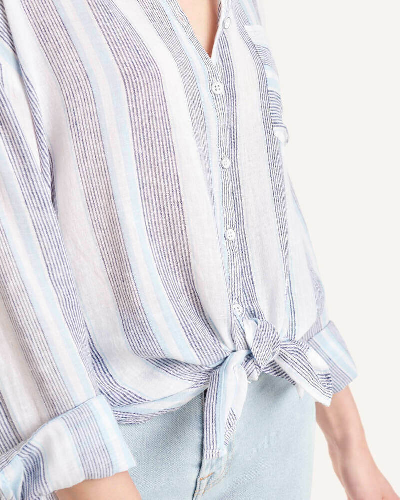Splendid Womens Sea Stripe Tunic Button Up Shirt Blue Size XS MSRP $148