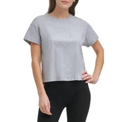 DKNY Womens Sport Cotton Embellished Logo T-Shirt Gray Size S MSRP $45