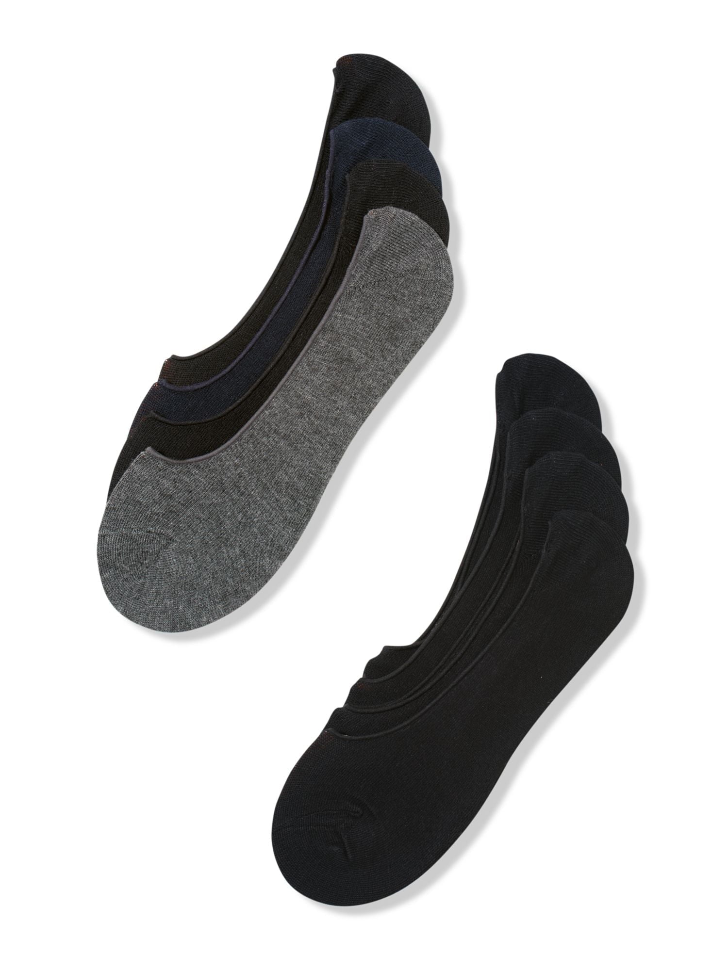 PERRY ELLIS Mens 4 Pack Black Gray Gel Heel Seamless Athletic Liner Socks 7-12