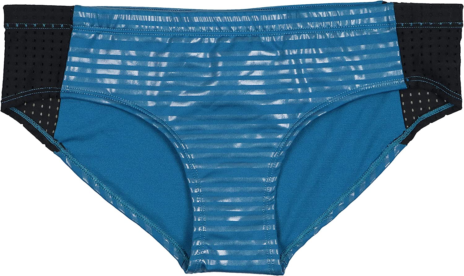 Nike Women's 6:1 Shine Stripe Hipster Bikini Bottoms Size XL Green Abyss Blue