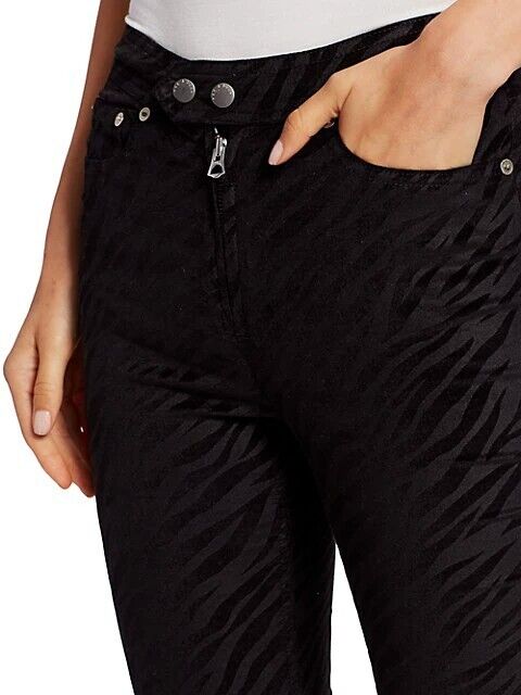 Rag & Bone BLACK Women's Nina Zebra-Stripe Skinny Ankle Jeans US Size 26 $295