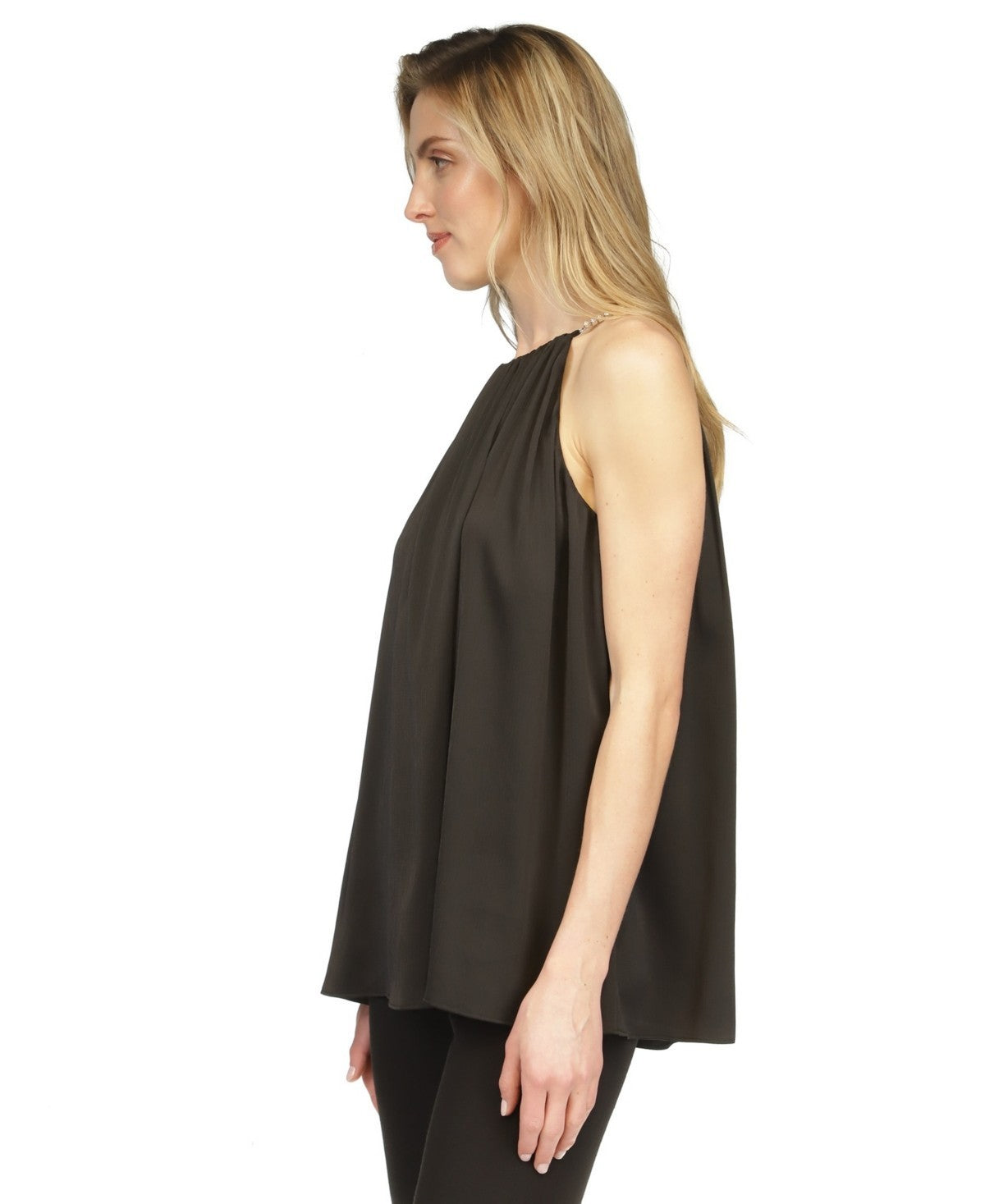 Michael Kors Women's Satin Chain Halter Top Black Size XL MSRP $125
