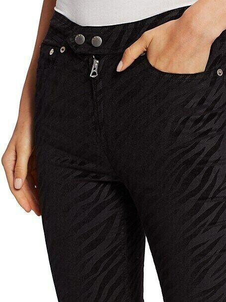 Rag & Bone BLACK Women's Nina Zebra-Stripe Skinny Ankle Jeans US Size 26 $295