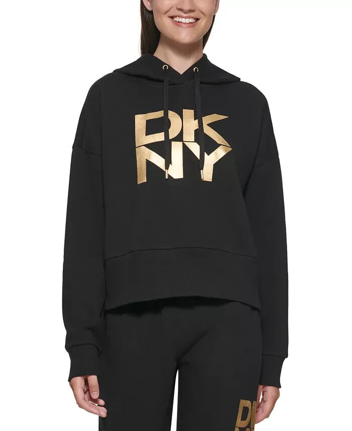 Dkny Women Sport Graphic Hoodie Black Size XL MSRP $70