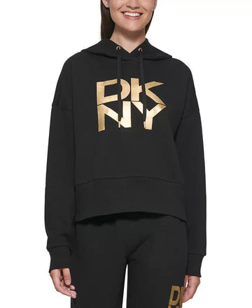 Dkny Women Sport Graphic Hoodie Black Size XL MSRP $70