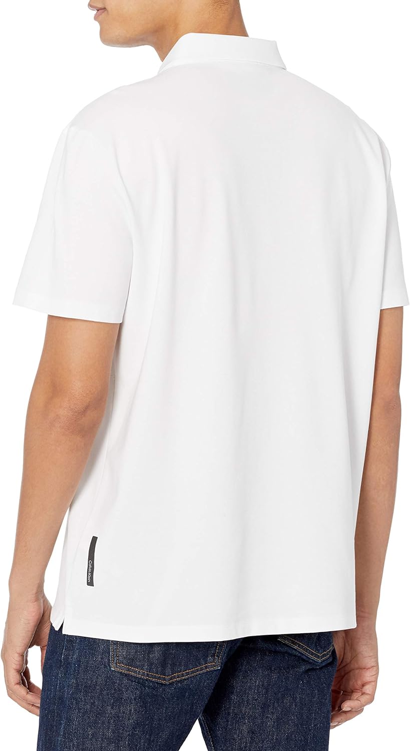Calvin Klein Men's Move 365 Pique Golf Polo, Brilliant White, Size L