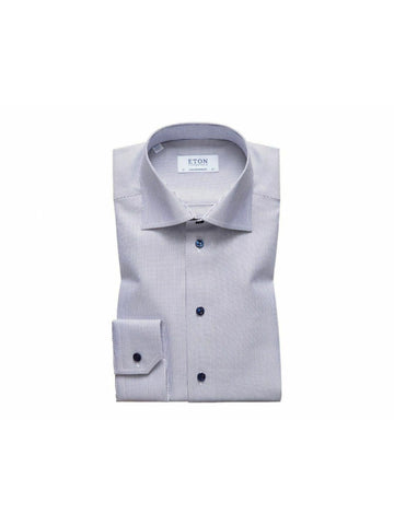 ETON Mens White Patterned Collared Dress Shirt 15 / 38