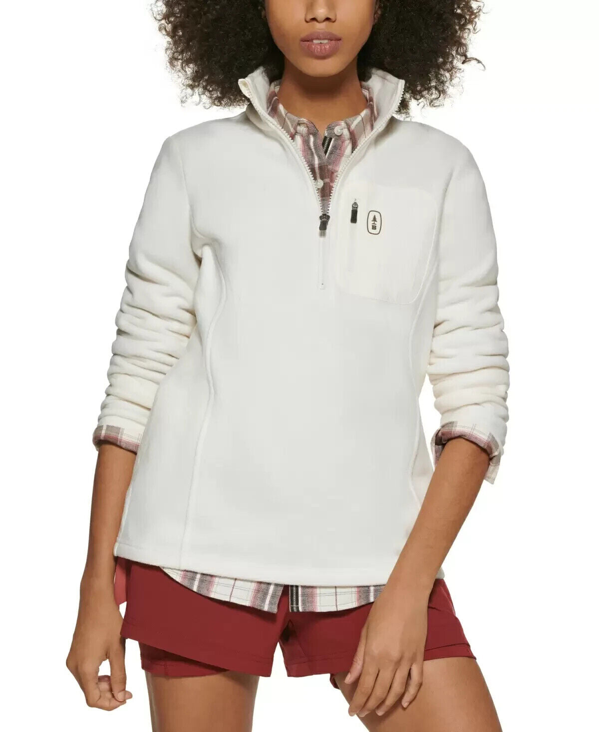 BASS OUTDOOR Women's Highline Trail Half Zip Fleece Sweater Jacket White Size S