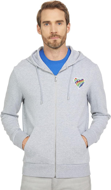 Michael Kors Full Zip Hoodie Heart Patch Heather Grey Size L
