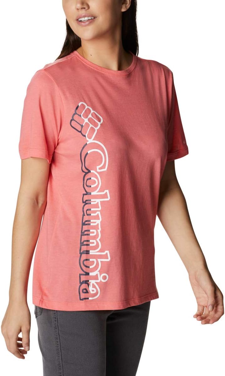 Columbia Women's Bluebird Day Relaxed Crew Neck, Salmon Heather, Plus 1X
