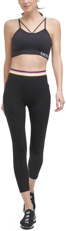 DKNY Sport Women's Multi-Stripe Elastic Leggings (Black, X-Large, XL)