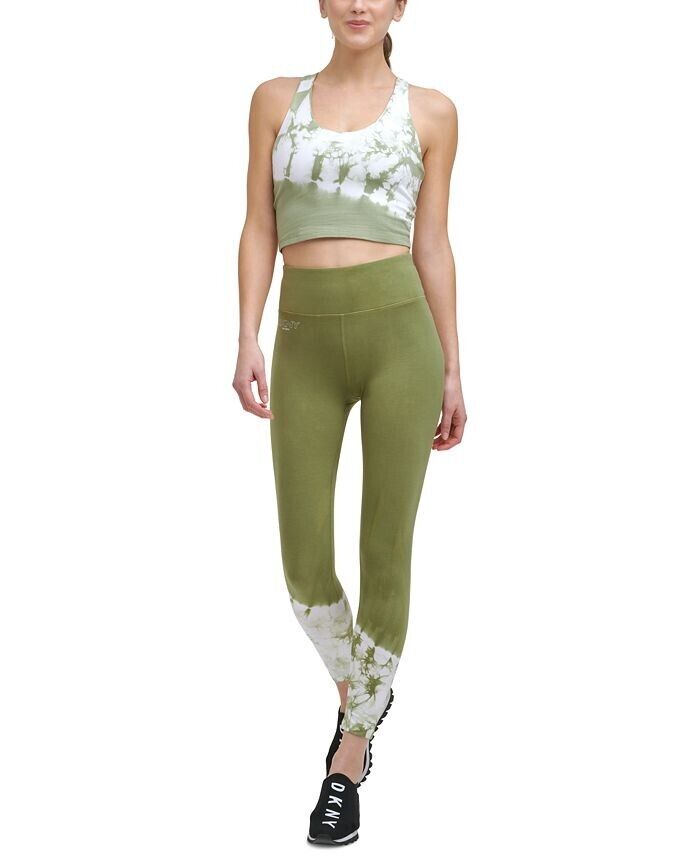 DKNY Sport Women s Tie-Dyed-Hem 7/8 Leggings Green Size XS MSRP $60