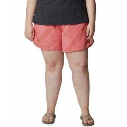 Columbia womens Plus Size 1X Orange Bogata Bay Printed Stretch Shorts MSRP $65