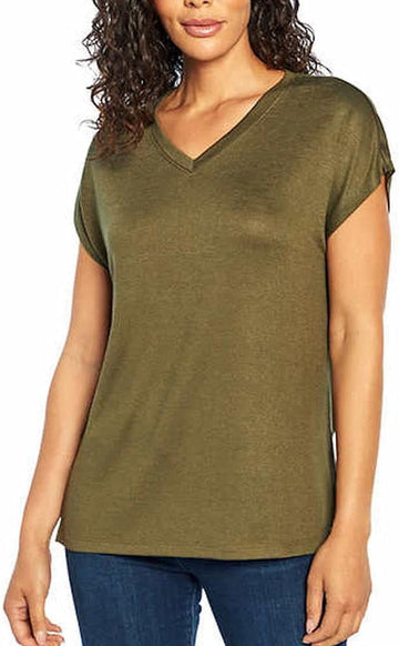 Orvis Ladies' V-Neck Tunic Knit Top, Olive Night, Size S Olive Green