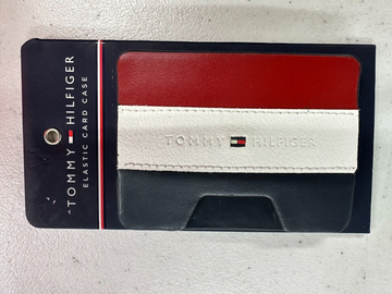 Tommy Hilfiger Mens RFID Leather Stretch Red White Navy Card Case