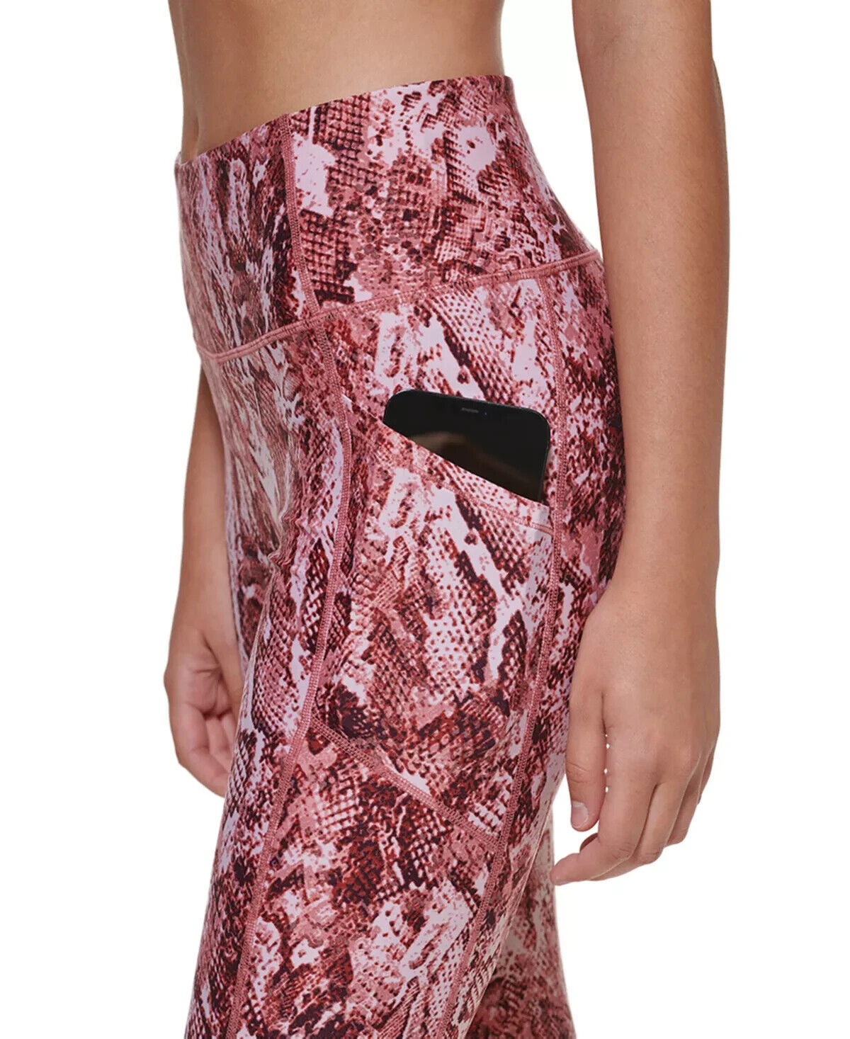 CALVIN KLEIN PERFORMANCE Printed High-Waist 7/8 Length Leggings Pink Size XL $60