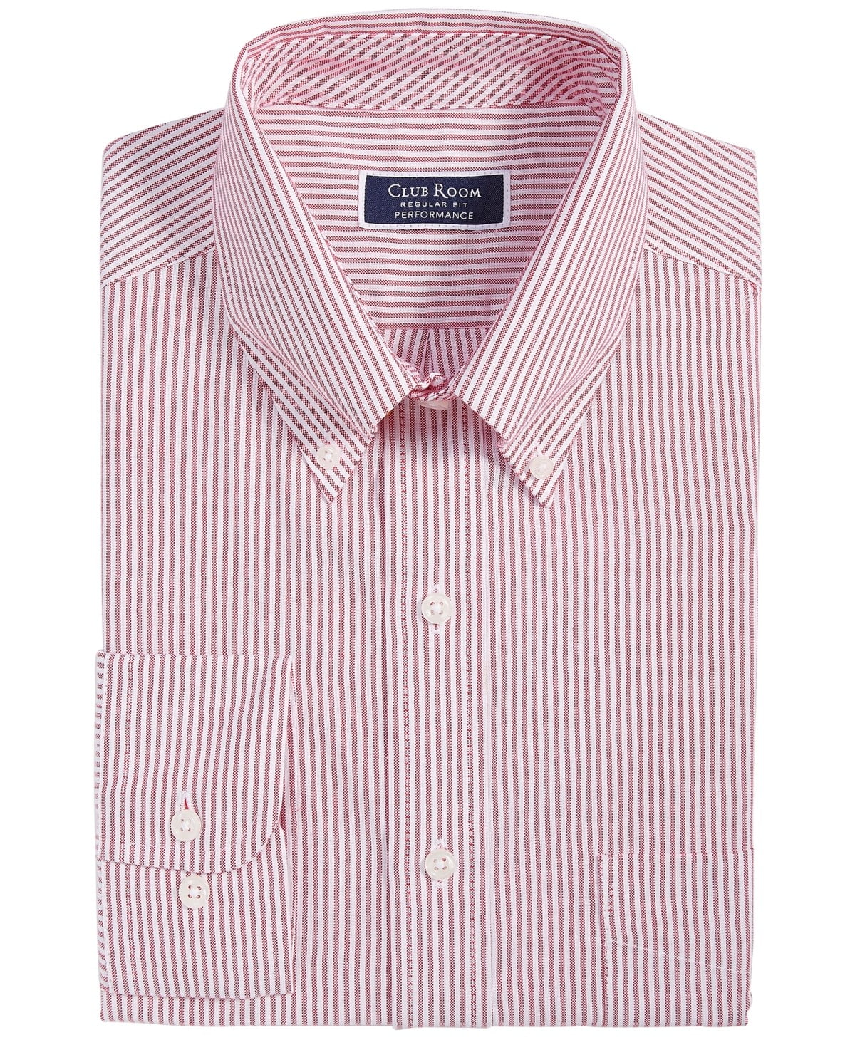 Club Room Men Regular fit Dress Shirt 17 17 in 34-35 Red Striped