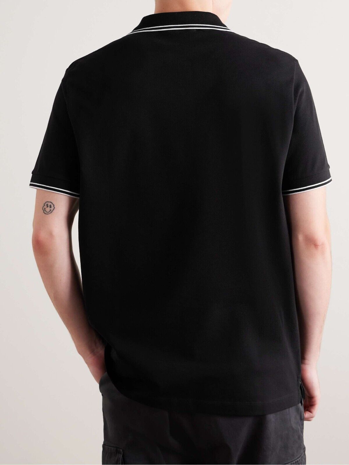 Stone Island Cotton Blend Tipped Regular Fit Polo Shirt Black Size S MSRP $170