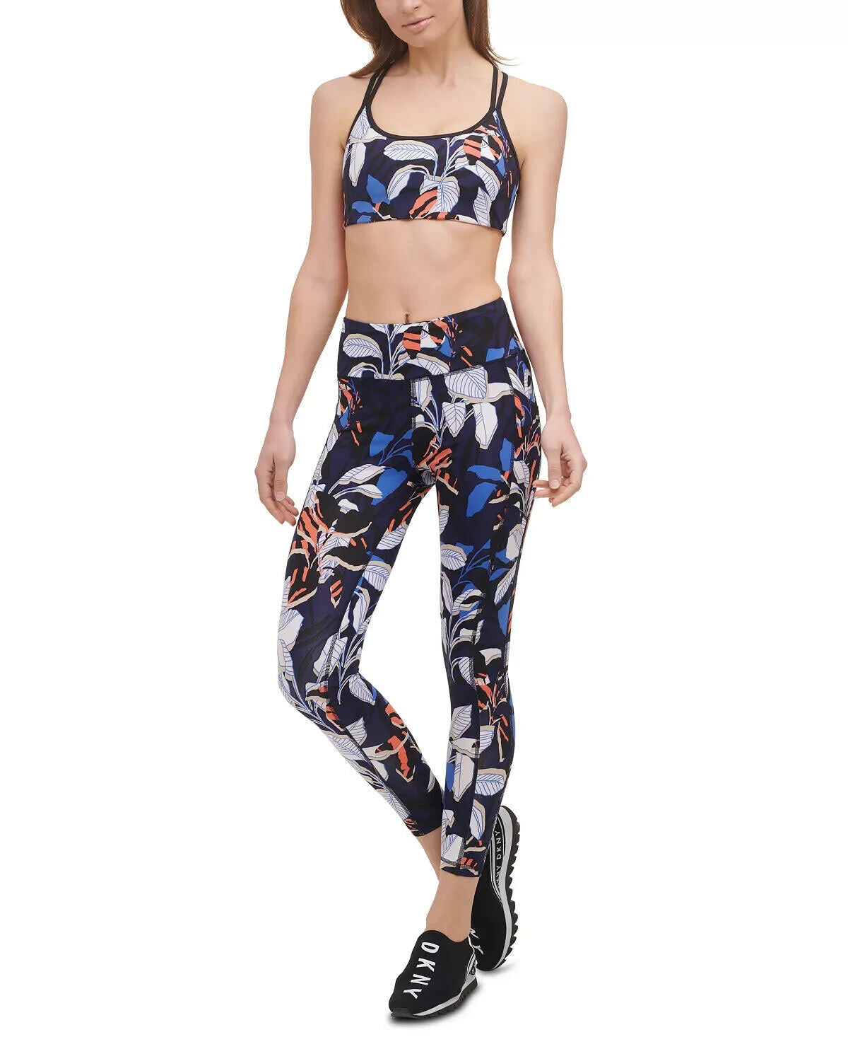 Dkny Womens Welcome To The Jungle Printed 7/8 Leggings Navy Size XS MSRP $60