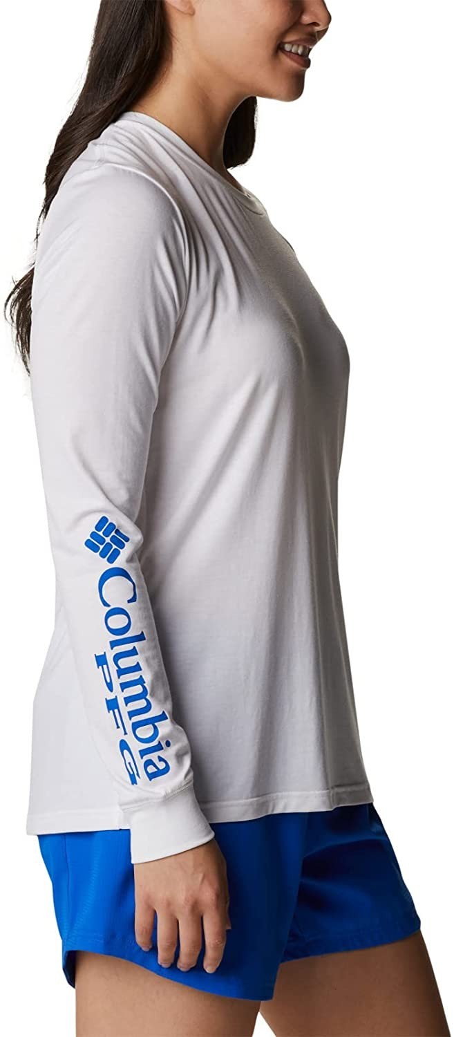 Columbia Womens Slack Boyfriend Long Sleeve White Macaw Gradient Size L