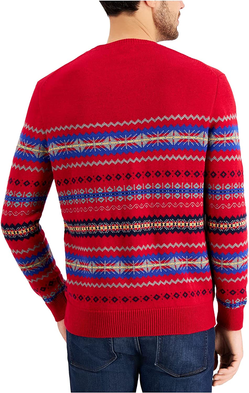 Clubroom Mens Red Fair Isle Crew Neck Sweater Red Size XL