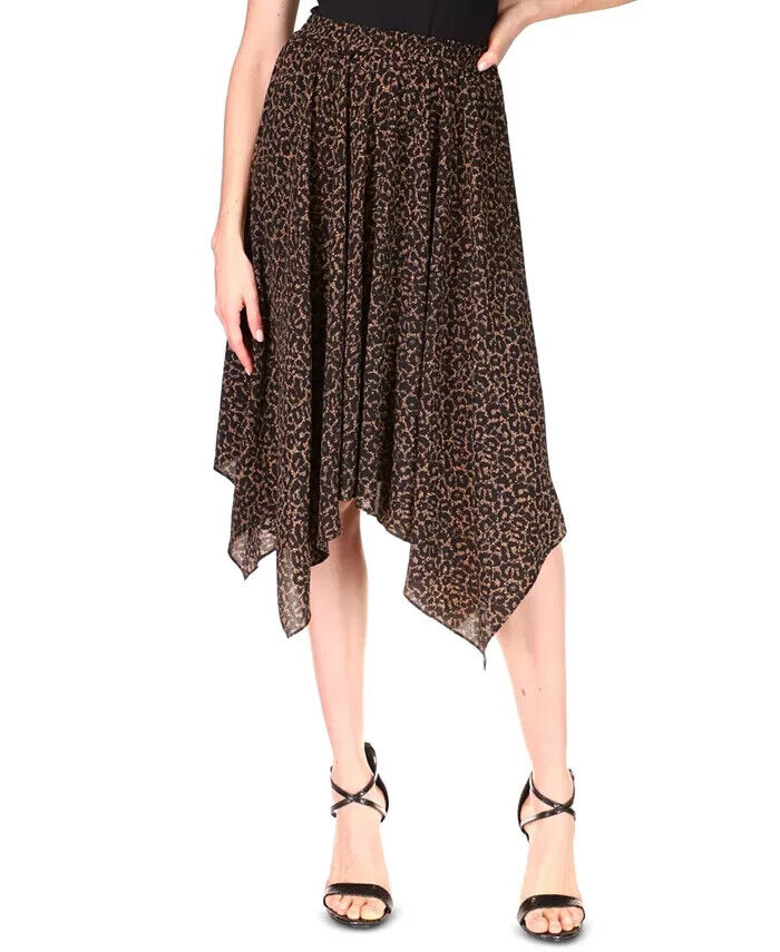 MICHAEL KORS Cheetah-Print Pull-On Skirt Black Size S MSRP $125