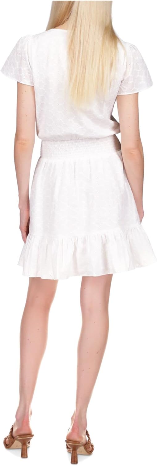 Michael Michael Kors Women's Julia Eyelet Dress Size L, White