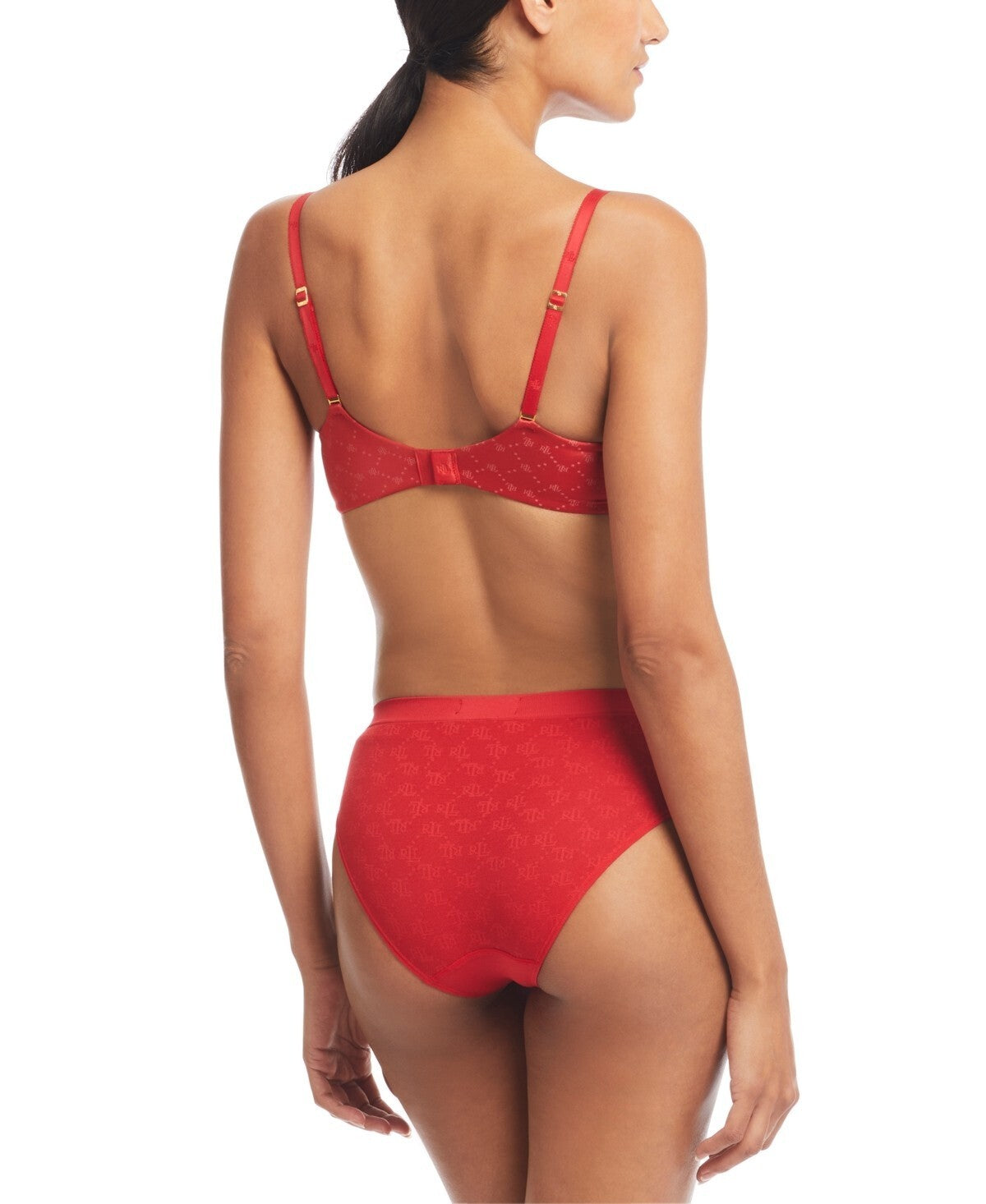 Lauren Ralph Lauren Comfort Repeat-Logo Wireless Red Size 36B MSRP $52
