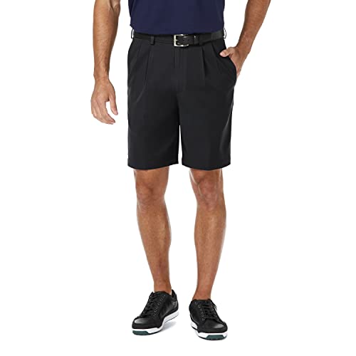 Haggar Men's Big & Tall Cool 18 Pro Pleat Front Short, Black, 46, Black, Size 46