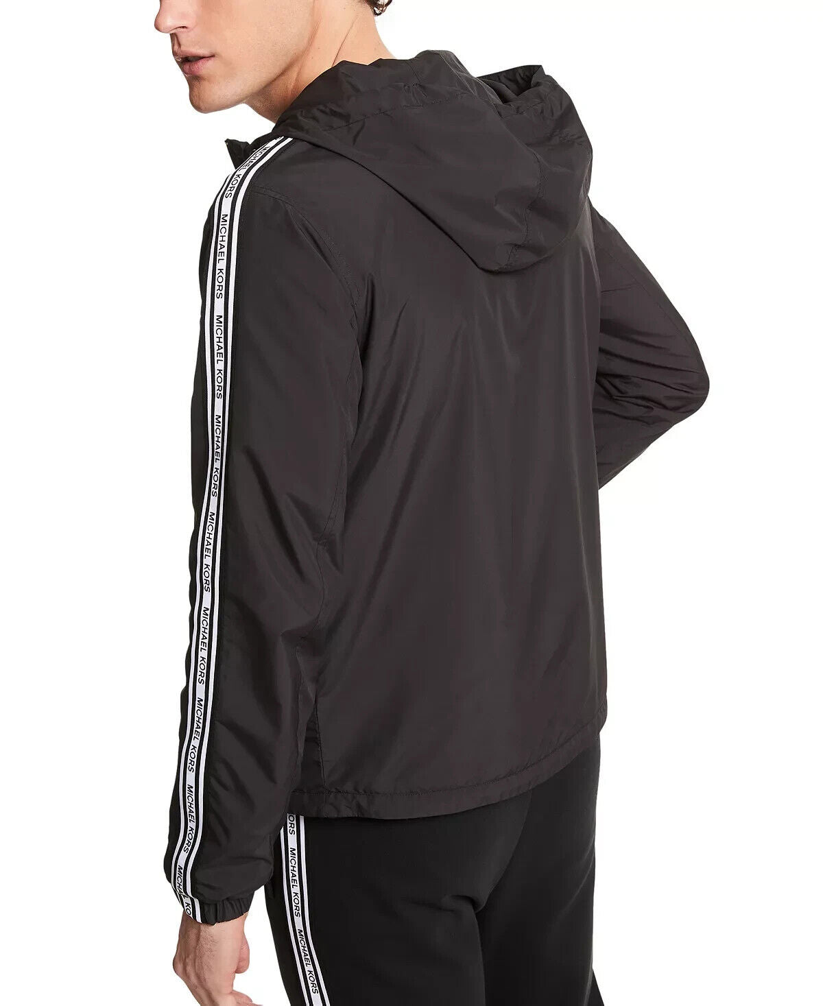MICHAEL KORS Men's Lightweight Packable Hooded Jacket Black Size XL MSRP $248