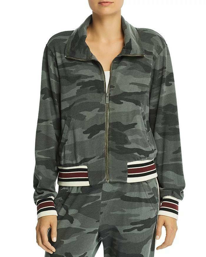 Splendid Womens Green Camo Full Zip Front Sweatshirt Jacket Size XS MSRP $158