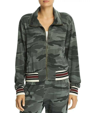 Splendid Womens Green Camo Full Zip Front Sweatshirt Jacket Size XS MSRP $158