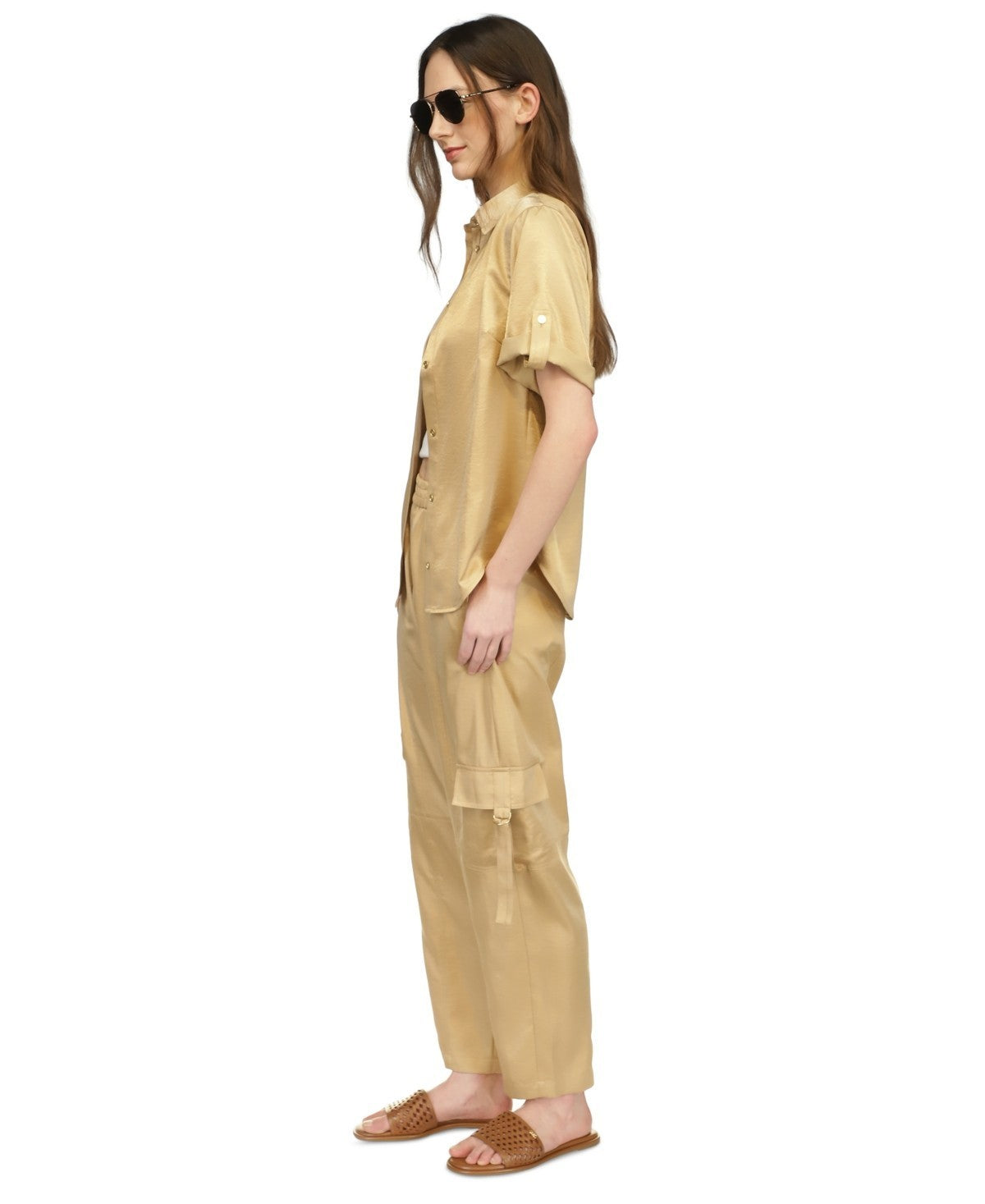 Michael Kors Women's Utility Pull-On Pants Gold Size XL MSRP $125