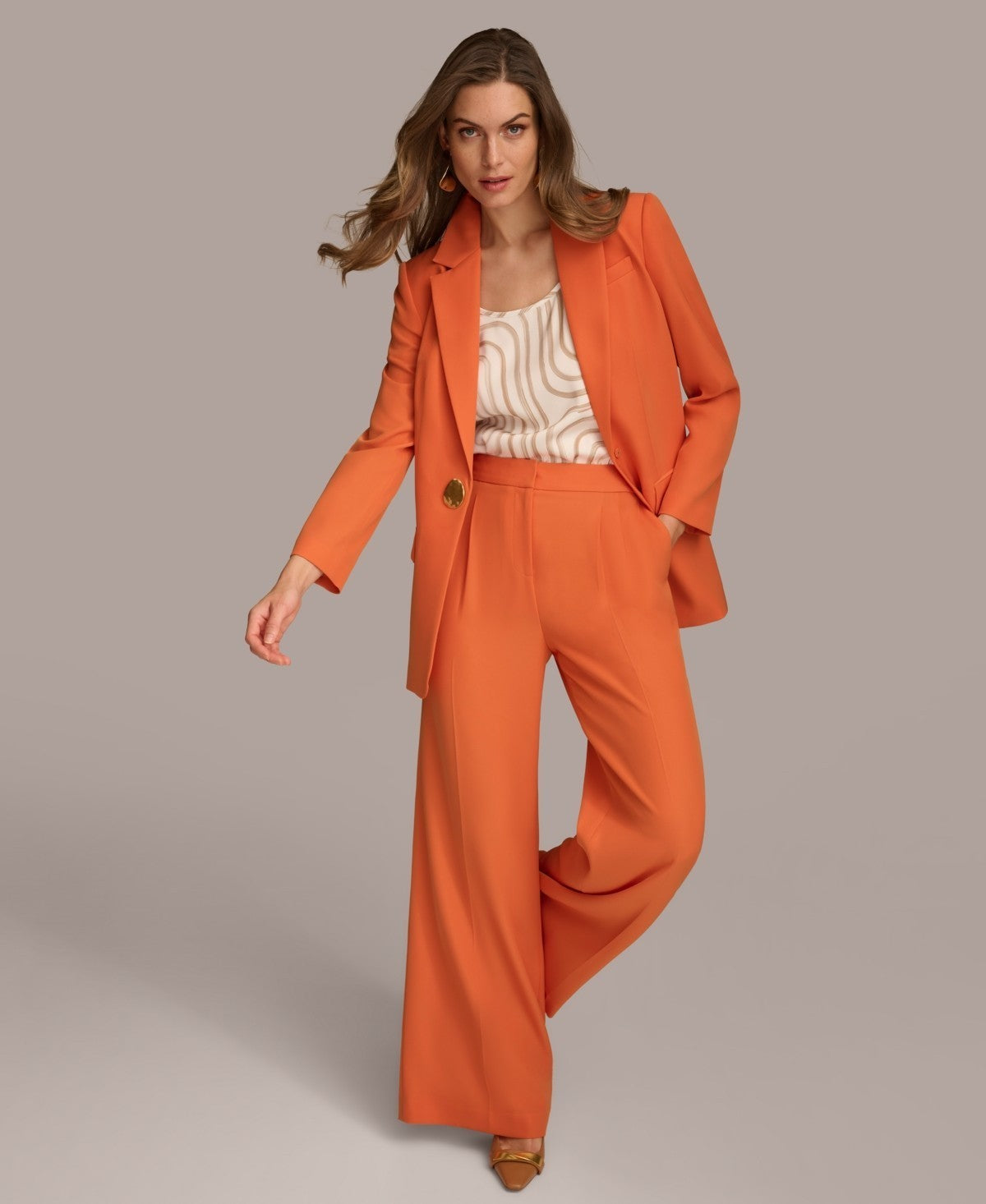 Donna Karan Women's One-Button Blazer Orange Size 6 MSRP $169