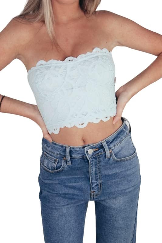 Free People Women's Adella Corset Bandeau Light Blue Sea Washed, Size S